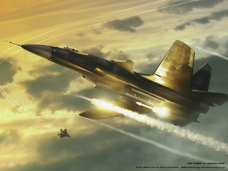 Air Missiles, guerra, fighter, high, video game, sky, aircraft, fighter plane, battle, air plane, ace combat, fast, HD wallpaper