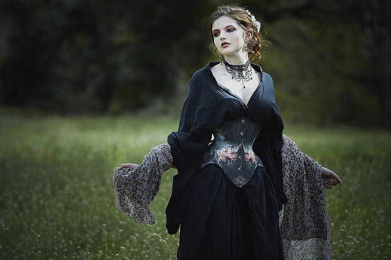 ~Lovely Style~, gothic, woman, corset, dark, HD wallpaper