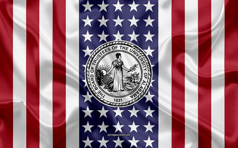 University of Alabama System Emblem, American Flag, University of Alabama System logo, Alabama, USA, Emblem of University of Alabama System, HD wallpaper