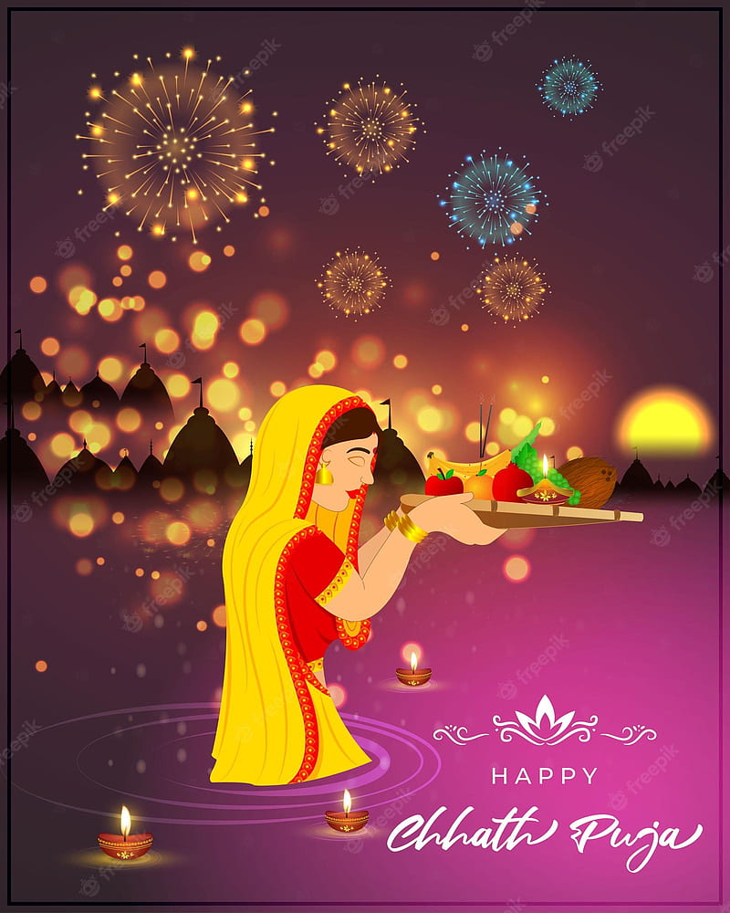 Premium Vector. Vector illustration of happy chhath puja greeting, HD phone wallpaper