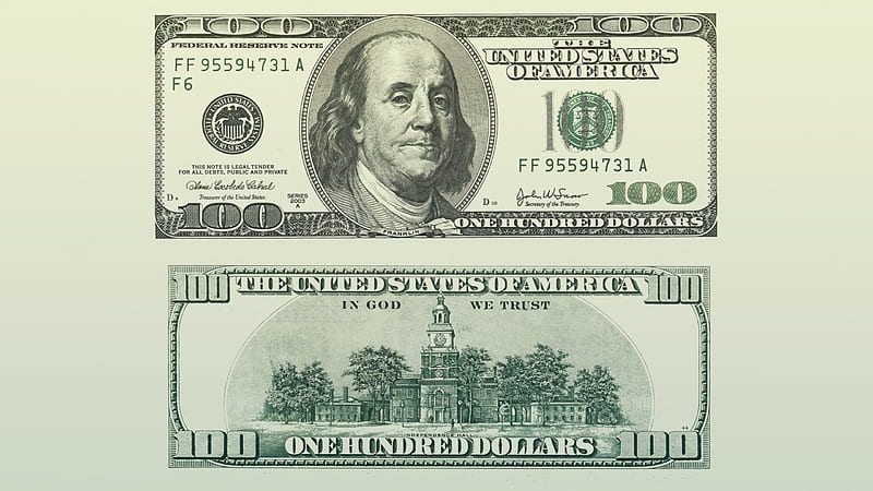 100 Dollars, 100 Dollar Bill, Dollar, USA, 100, Note, America, Currency, rear, front, Bill, US, HD wallpaper