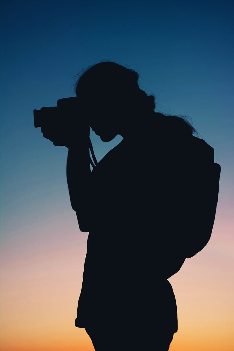 silhouette of person using camera, HD phone wallpaper