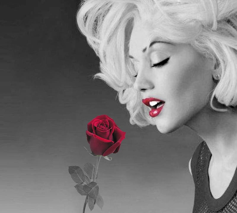 Mmm, smells so nice, beauty, red, rose, woman, HD wallpaper