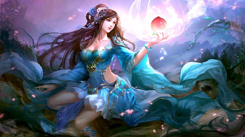 Magical Woman, female, sphere, mystical, beauty, magical, asian, HD wallpaper