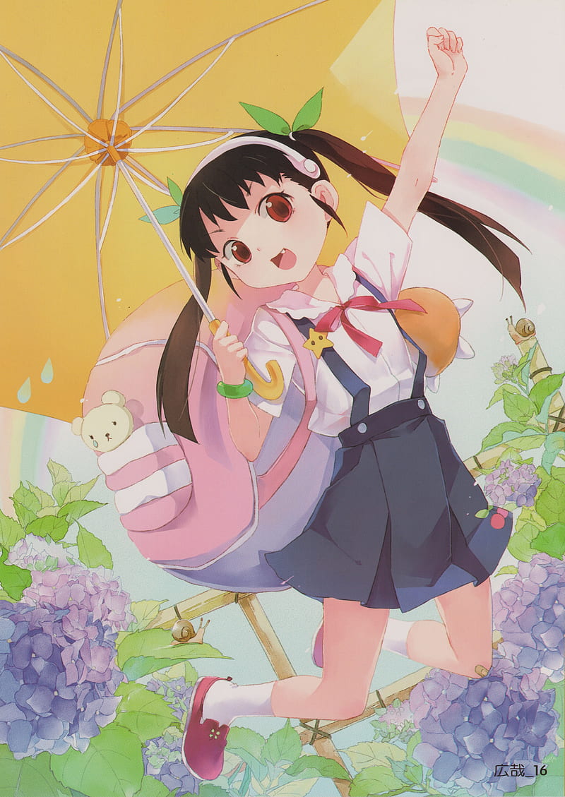 Hachikuji mayoi, anime, girl, monogatari, monogatari series, HD phone wallpaper