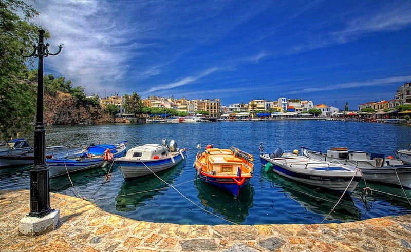 Port in Crete, memories, Greece, island, travel, HD wallpaper
