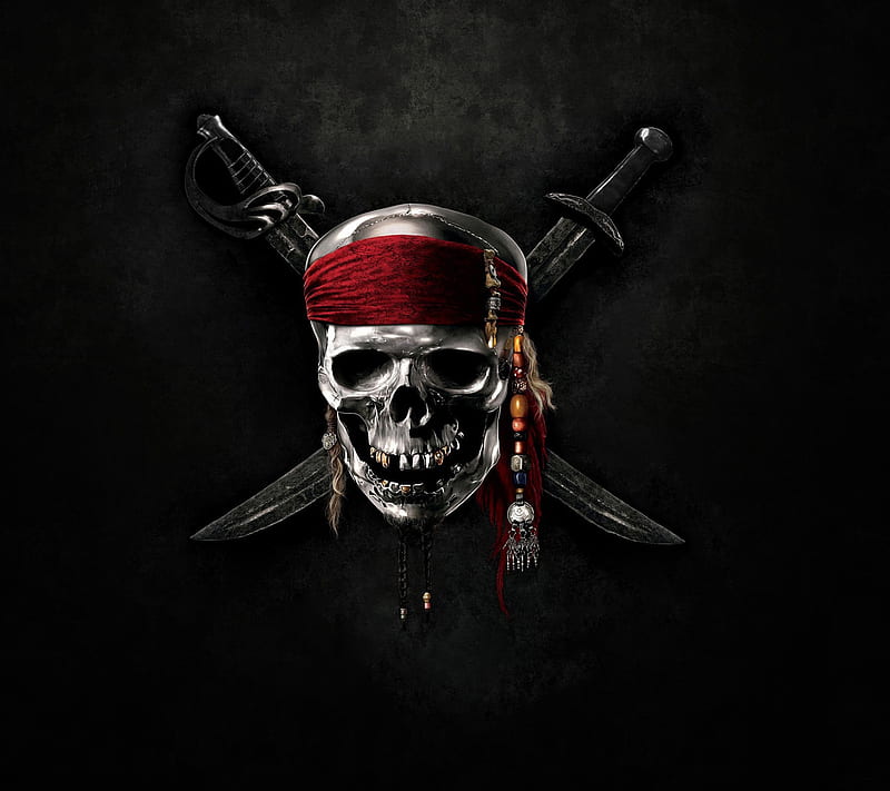 Pirate Skull, cool, danger, desenho, pirate, red, skull, HD wallpaper