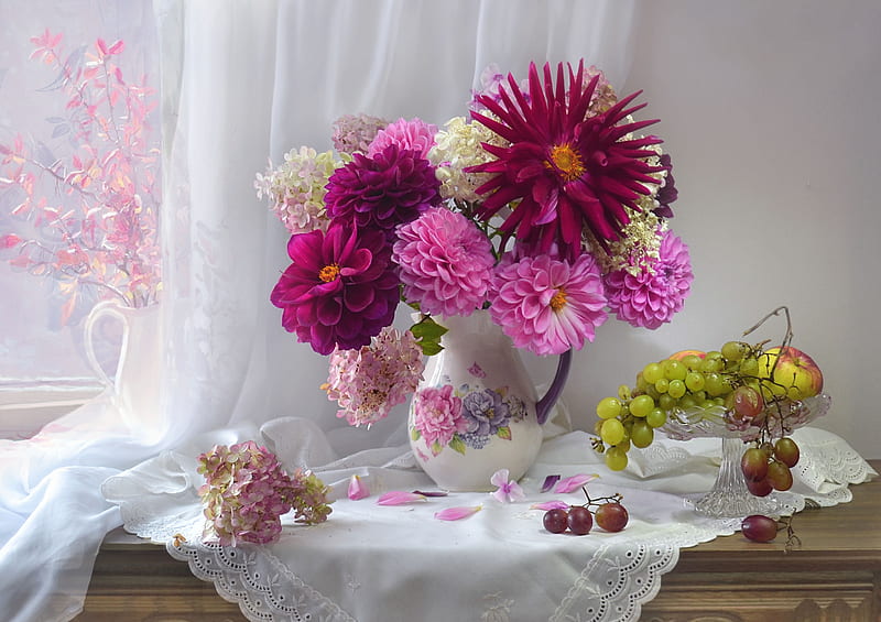 Grapes Flowers Pitcher Berries Hd Wallpaper Peakpx