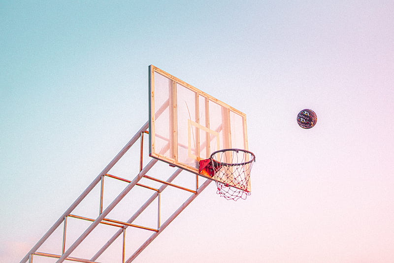 basketball hoop, basketball, ball, sport, gradient, HD wallpaper