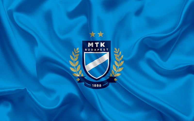 МТК FC, Hungarian Football Club, emblem, MTK Budapest FC logo, silk flag, Budapest, Hungary, football, Hungarian football league, HD wallpaper