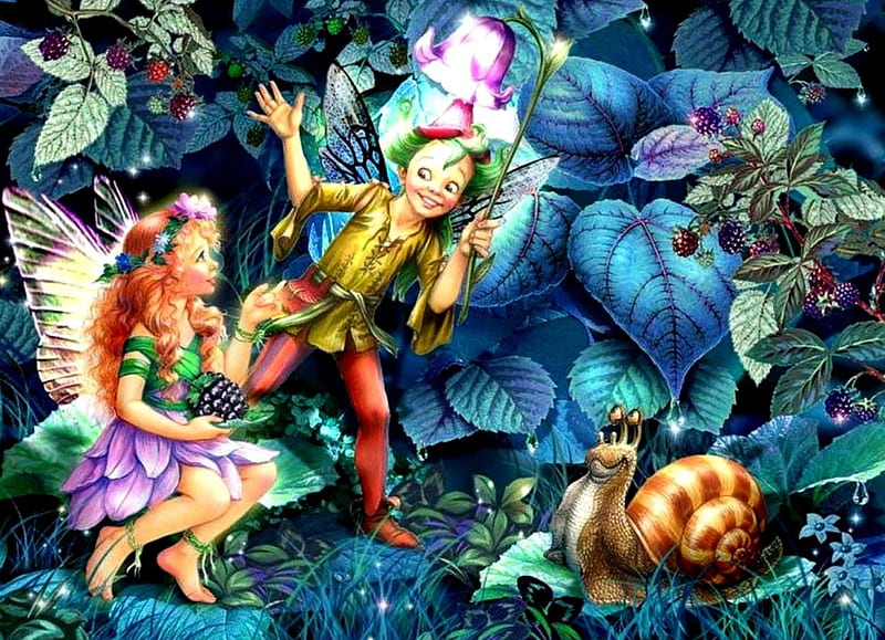 FAIRY LAND, forest, art, wand, bonito, magic stick, wil, faires, fantasy, painting, HD wallpaper