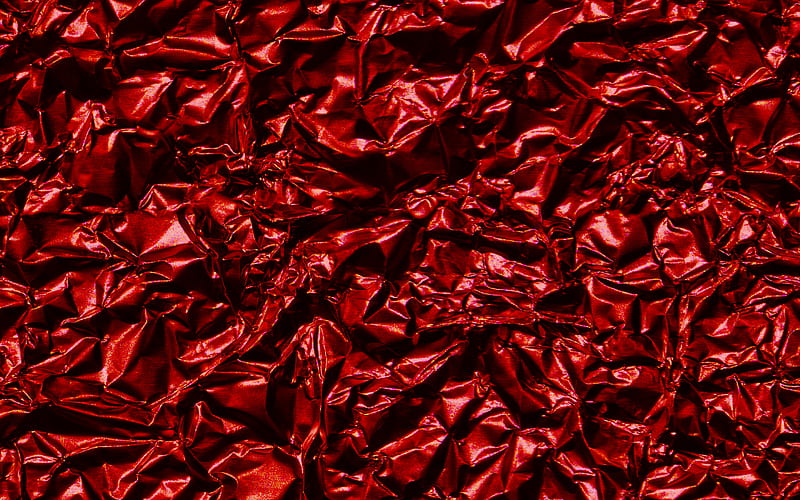 red foil texture, crumpled foil texture, red foil background, foil texture, glitter paper texture, HD wallpaper