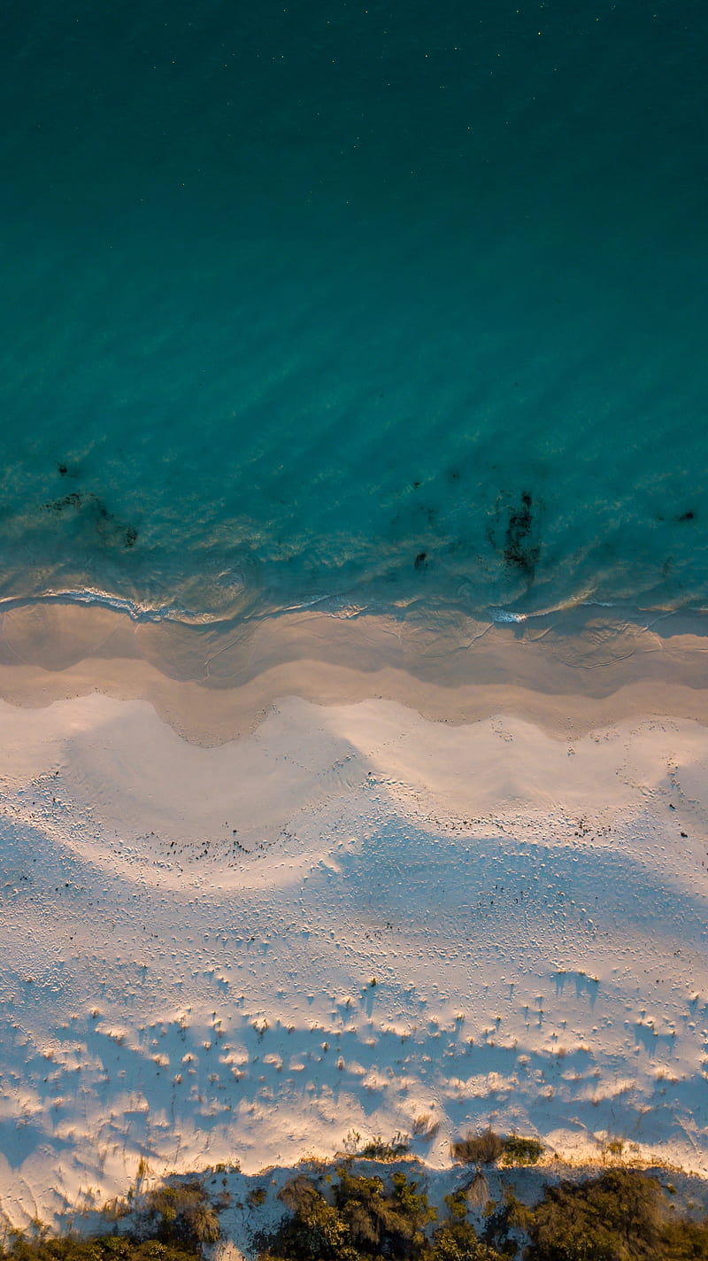 beach, sea, aerial view, sand, water, HD phone wallpaper