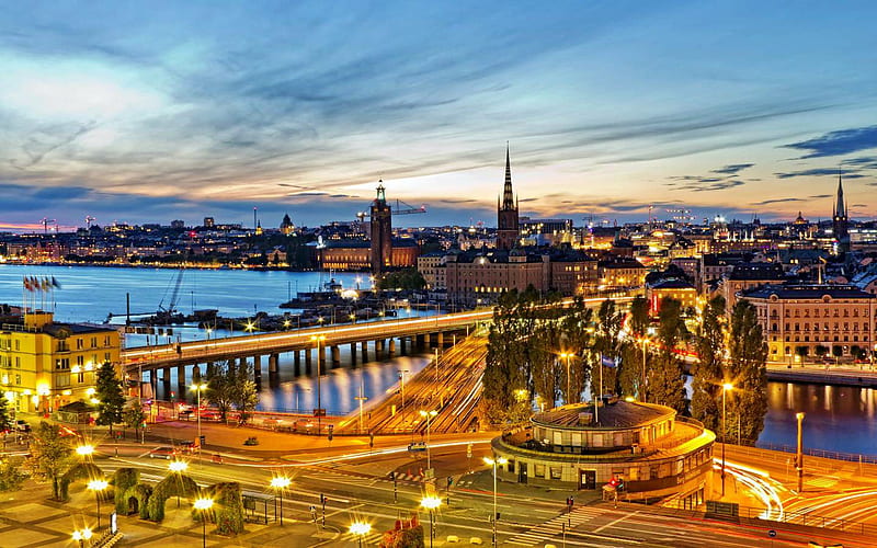 stockholm, overhead view, architecture, city, river, HD wallpaper