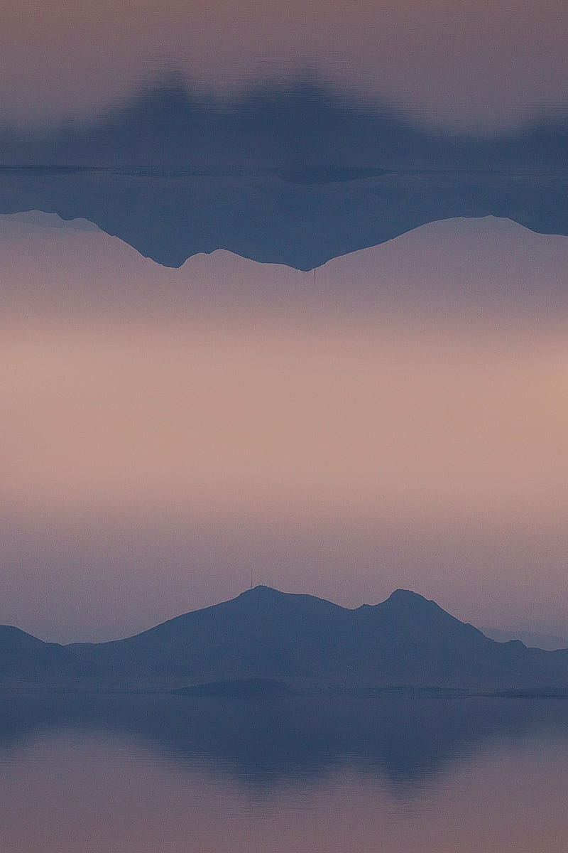 mountains, hills, reflection, dusk, HD phone wallpaper