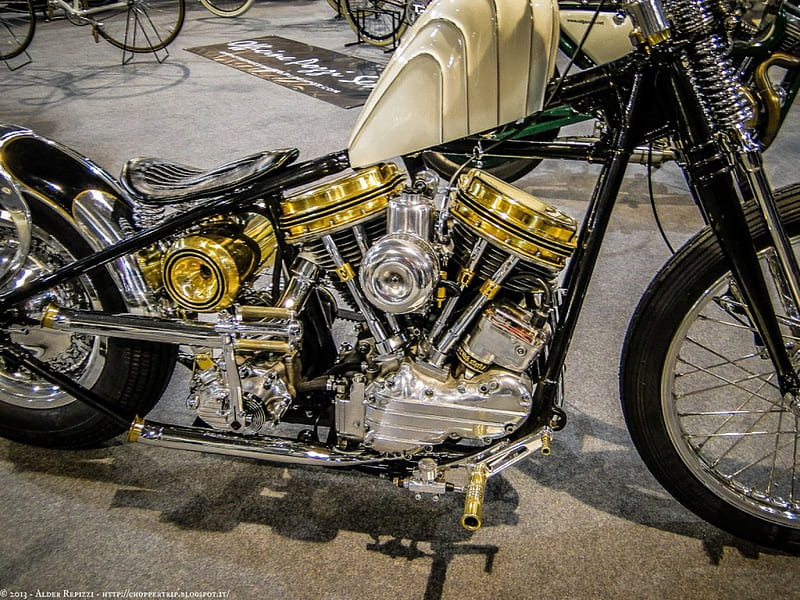 Gold Plated Harley, gold, bike, harley, motorcycle, HD wallpaper
