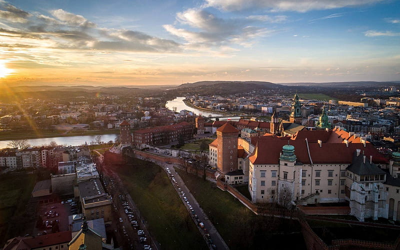 Krakow, Poland, Wawel, city, Royal castle, Poland, Krakow, Vistula, HD wallpaper