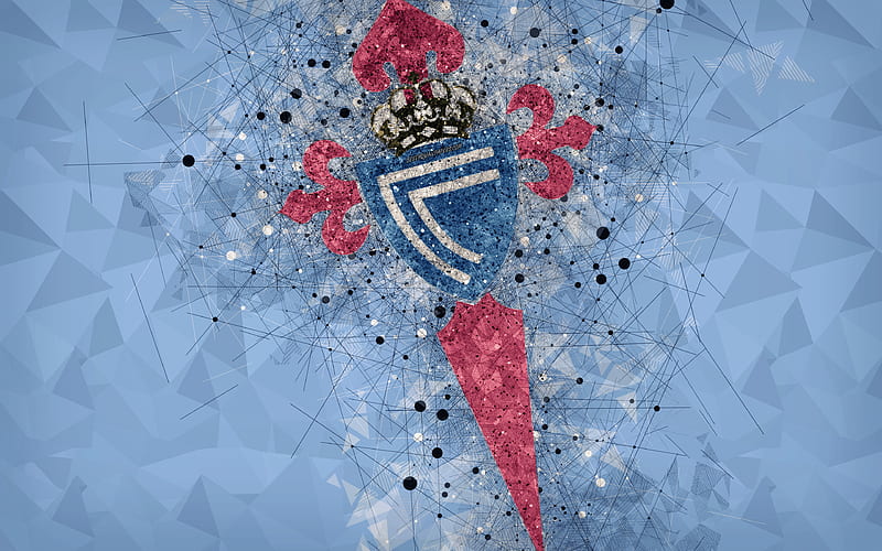Celta de Vigo, RC Celta creative logo, Spanish football club, Vigo, Spain, geometric art, blue abstract background, LaLiga, football, emblem, HD wallpaper