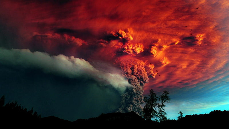BEAUTY, NATURE, DISASTER, VOLCANO PLUME CLOUD, HD wallpaper