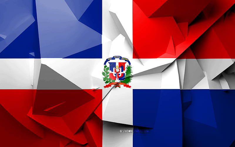 Flag of Dominican Republic, geometric art, North American countries, Dominican Republic flag, creative, Dominican Republic, North America, Dominican Republic 3D flag, national symbols, HD wallpaper