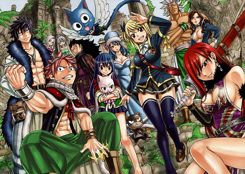 Fairy Tail, gray, lucy, fairy tail guild, natsu, wendy, erza, HD wallpaper