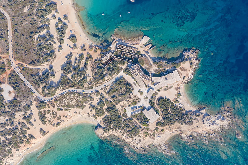 island, sea, aerial view, water, land, HD wallpaper