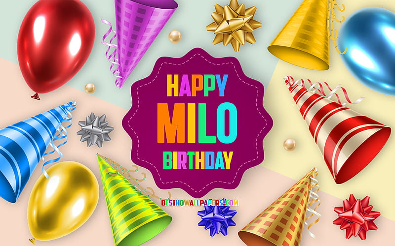 Happy Birtay Milo Birtay Balloon Background, Milo, creative art, Happy Milo birtay, silk bows, Milo Birtay, Birtay Party Background, HD wallpaper