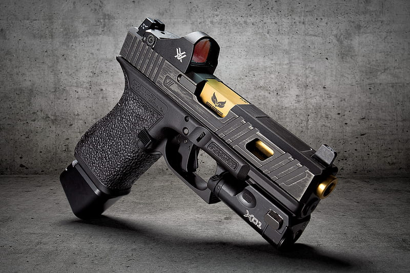 Glock 19, custom, weapon, gun, HD wallpaper