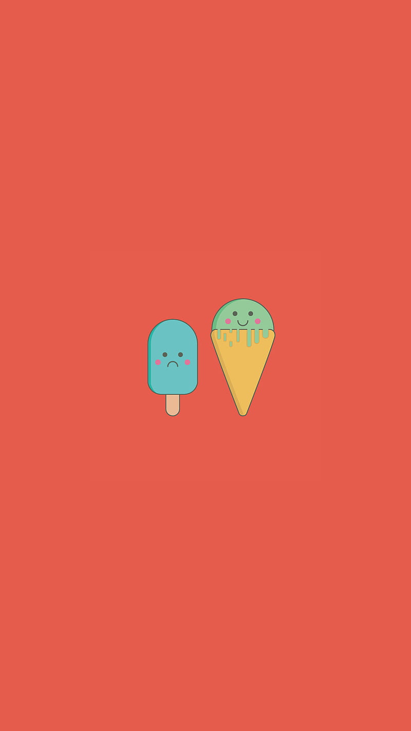 Ice Cream, flat, minimalist, red, HD phone wallpaper