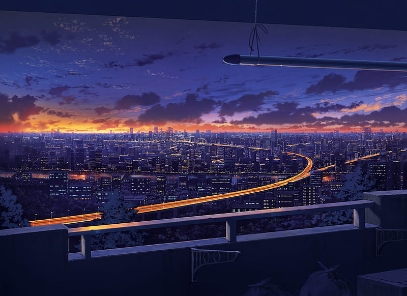 End of Day, art, city, anime, sunset, orginal, scenery, night, HD wallpaper