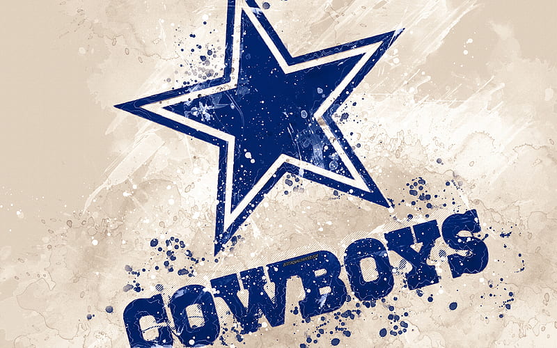 Dallas Cowboys logo, grunge art, American football team, emblem, white background, paint art, NFL, Arlington, Texas, USA, National Football League, creative art, HD wallpaper