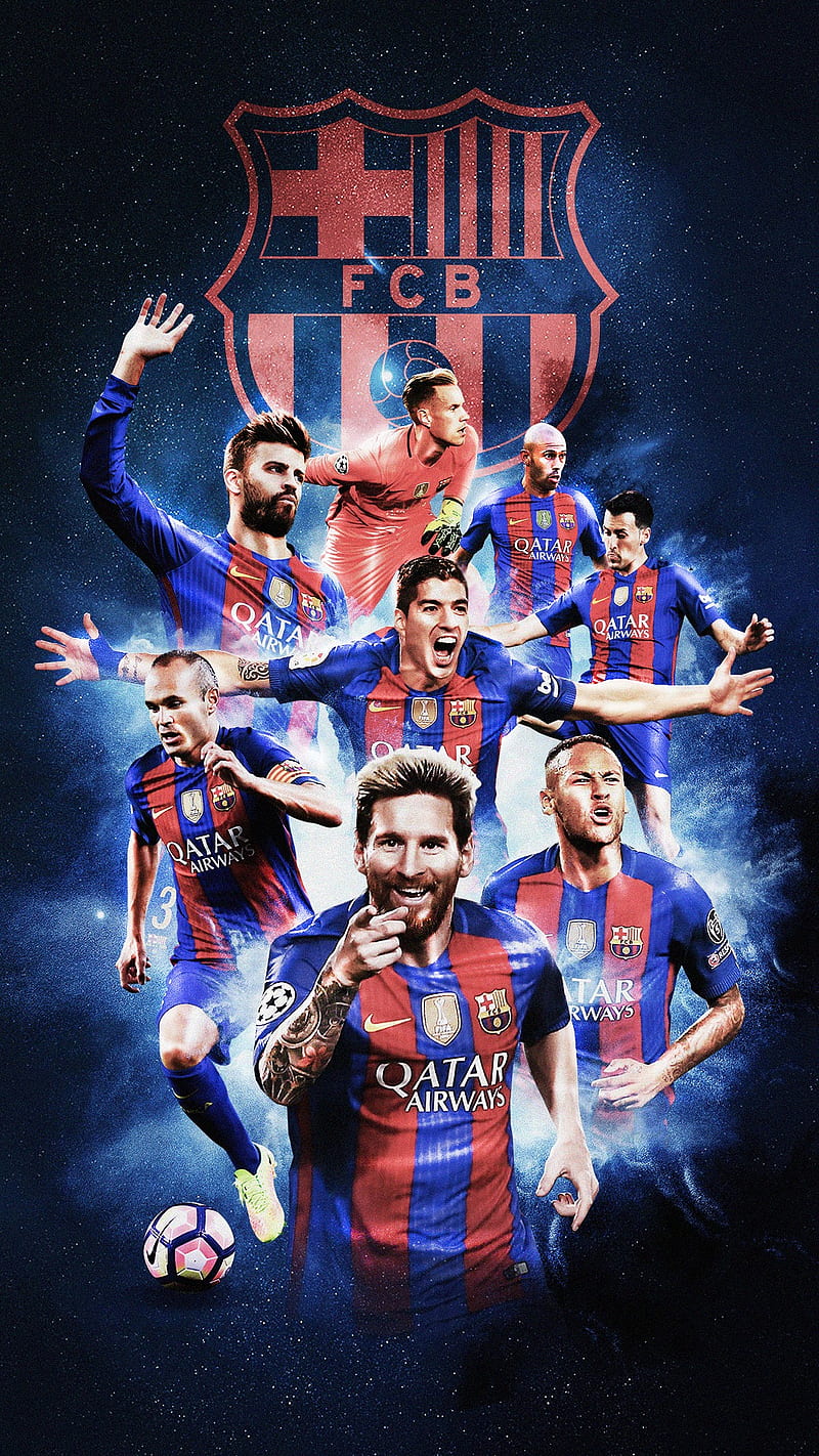 Barcelona, 2017, ball, football, iniesta, la liga, messi, neymar, sign, suarez, HD phone wallpaper