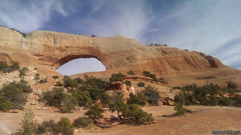 Wilson Arch, Moab, Utah, Moab, Wilson, Trees, Sky, Arch, Utah, HD wallpaper
