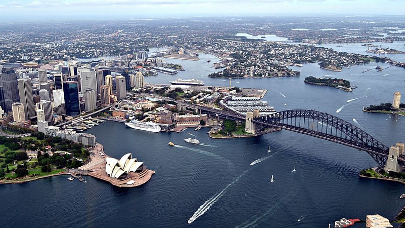 Cities, Sydney, City, Aerial, Sydney Opera House, , Sydney Harbour Bridge, Sydney Harbour, HD wallpaper