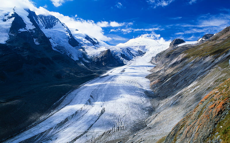 Pasterze Glacier, Austrian Alps mountains, glacier, Austria, Europe, HD wallpaper