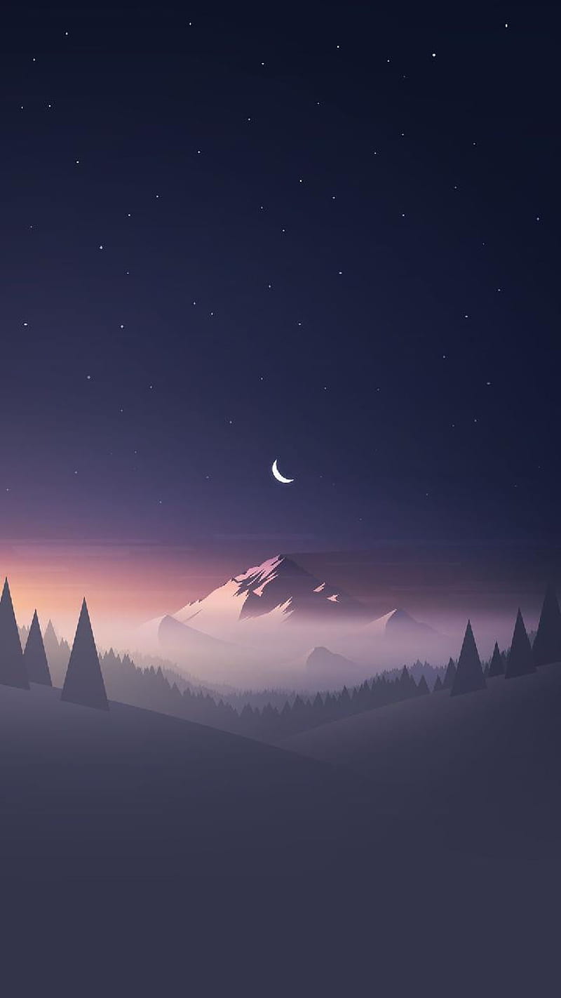 Night Mountain, flat, nice, star, HD phone wallpaper | Peakpx