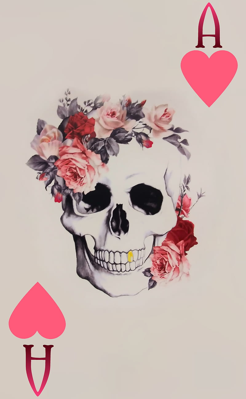 Aces High, poker, ace card, death, beauty, cards, gambling, skulls, corazones, HD phone wallpaper
