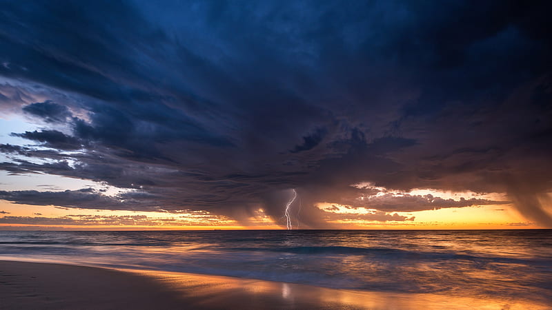 Earth, Ocean, Australia, Cloud, Horizon, Lightning, Storm, HD wallpaper