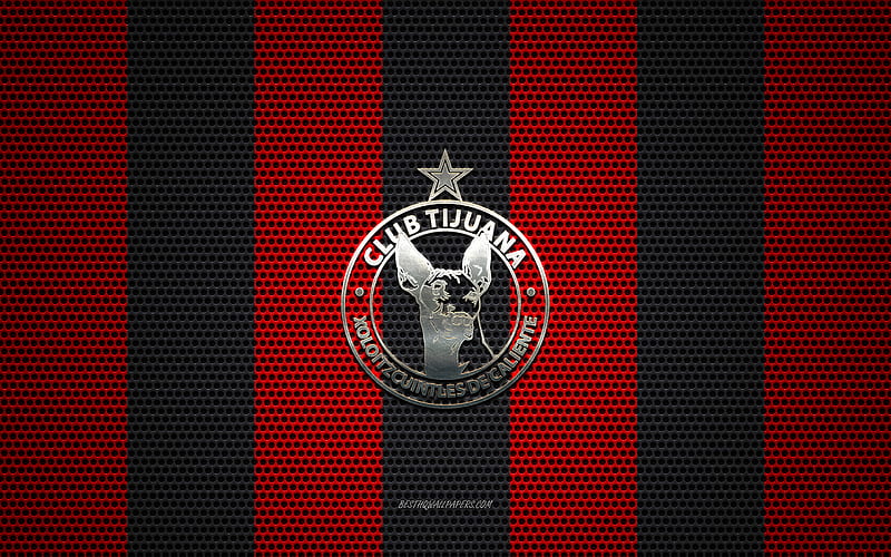 Club Tijuana logo, Mexican football club, metal emblem, red black metal  mesh background, HD wallpaper | Peakpx