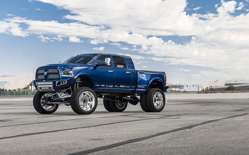 Dodge Ram 3500, Monster Truck, Tuning Ram 3500, Blue Pickup Truck, American Cars, Dodge, HD wallpaper