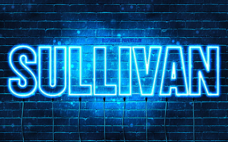 Sullivan with names, horizontal text, Sullivan name, blue neon lights, with Sullivan name, HD wallpaper
