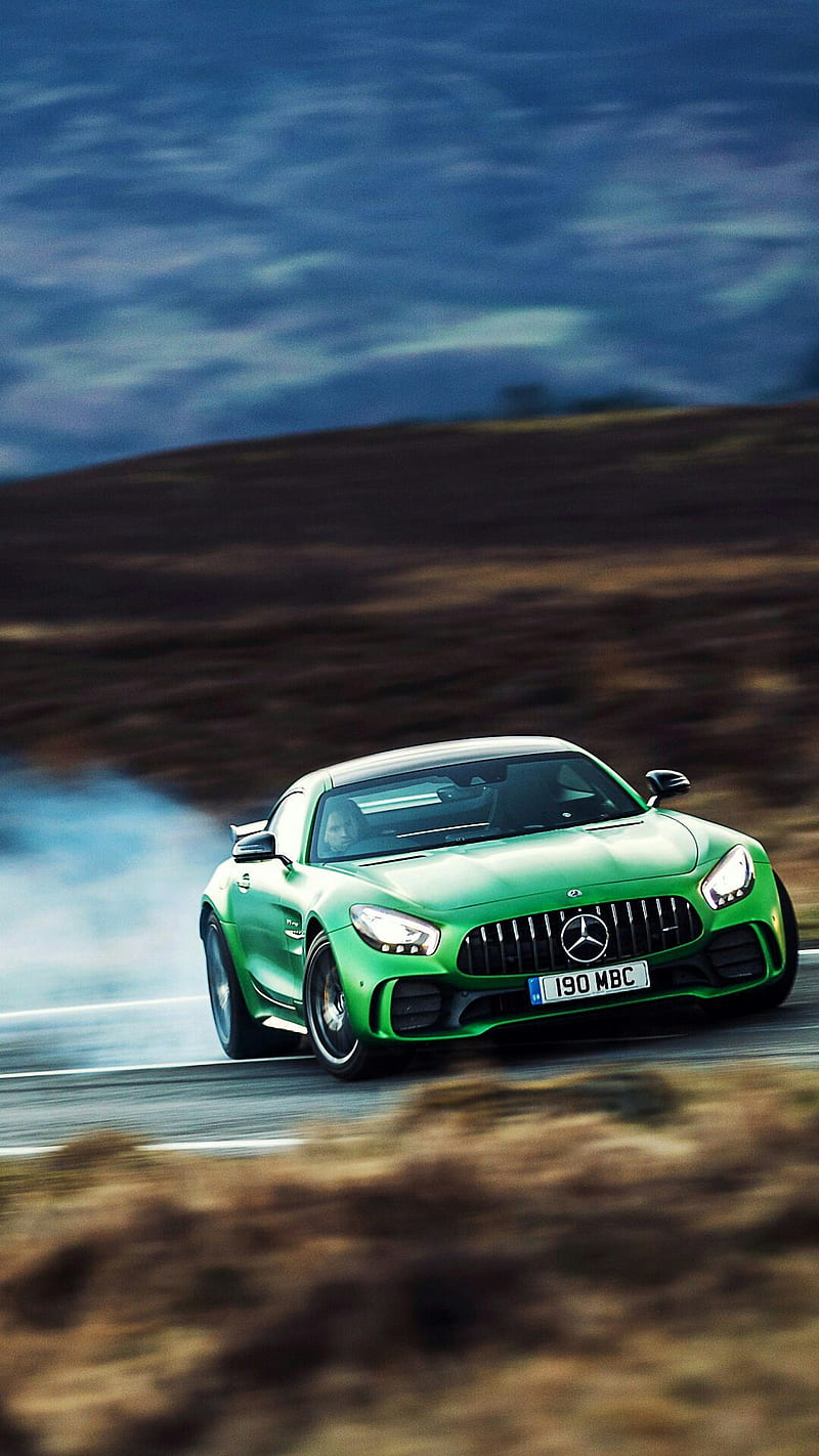 Mercedes AMG GT CPE, 7itech, car, carros, drift, green, muscle, sport, HD phone wallpaper
