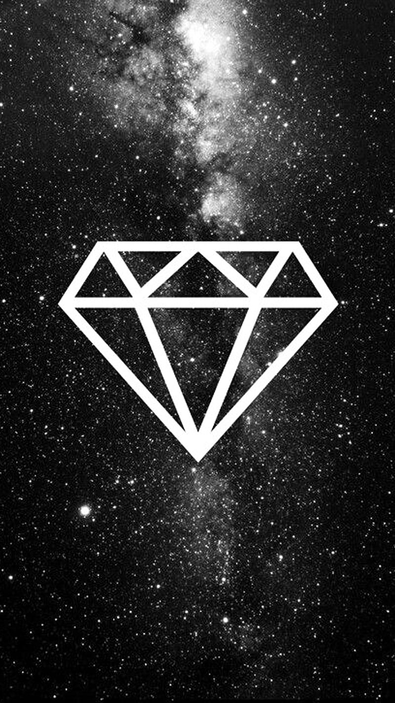 Diamond, black, galaxy, stars, HD phone wallpaper
