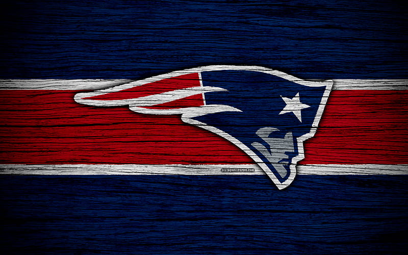 New England Patriots, NFL, American Conference wooden texture, American football, logo, emblem, New England, USA, National Football League, HD wallpaper