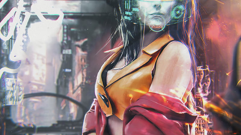 Scifi Girl Vs Robots , scifi, artist, artwork, digital-art, artstation, cyberpunk, HD wallpaper