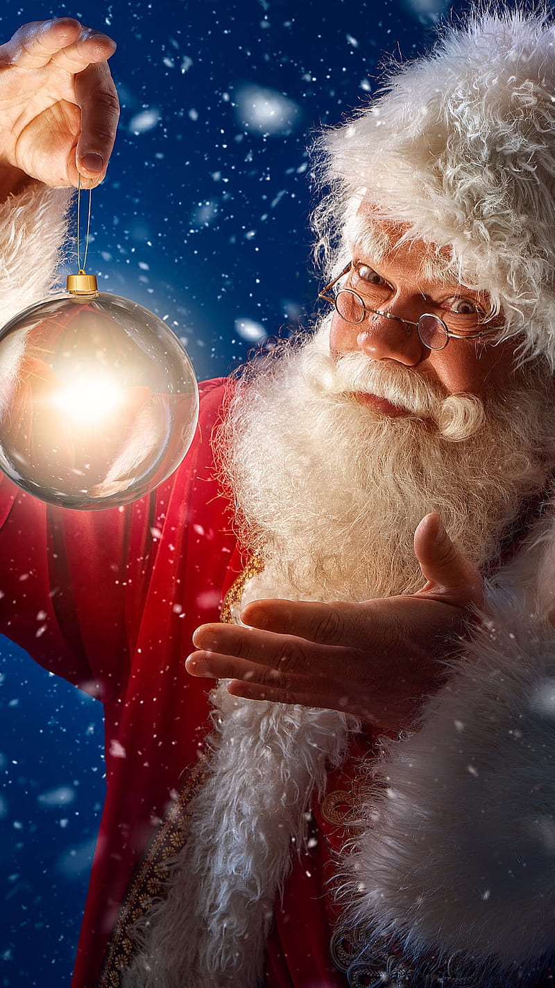 Magic crystal ball, christmas, crystal ball, male, merry christmas, old man, red, saint, santa, santa claus, HD phone wallpaper