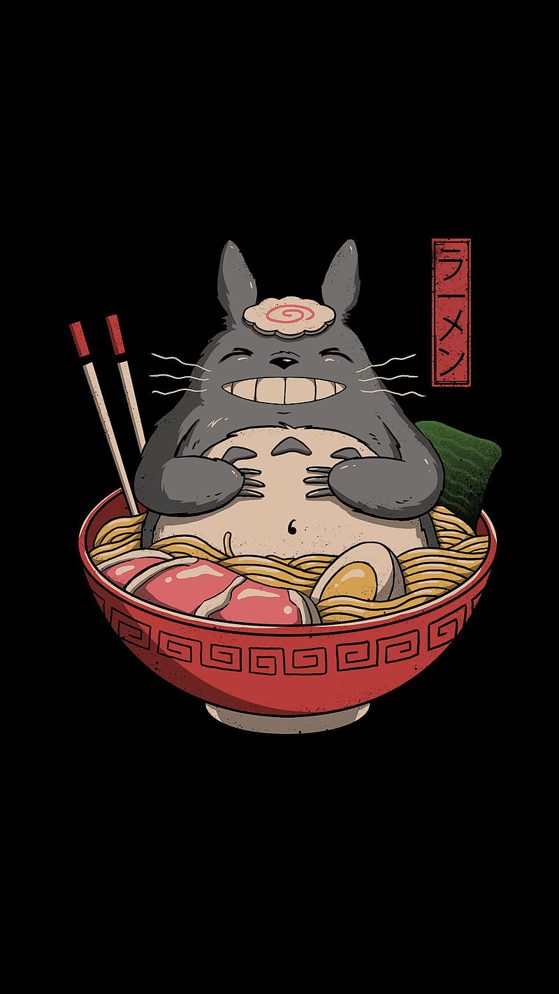 Totoro, anime, ramen, HD phone wallpaper