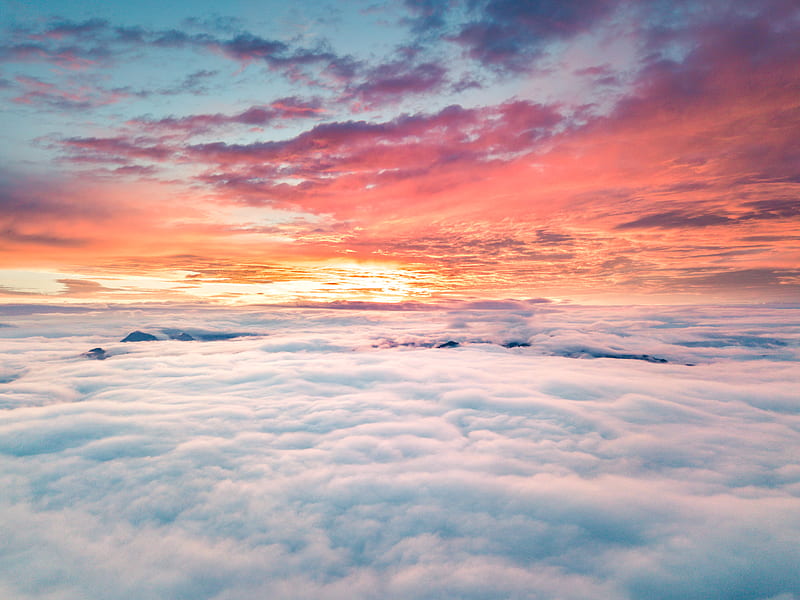 of a sunset above clouds, HD wallpaper