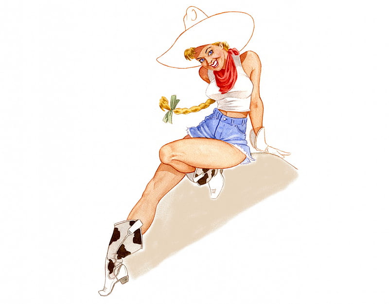 Cowgirl Classic, art, female, westerns, hats, fun, women, cowgirls, drawing, girls, style, HD wallpaper