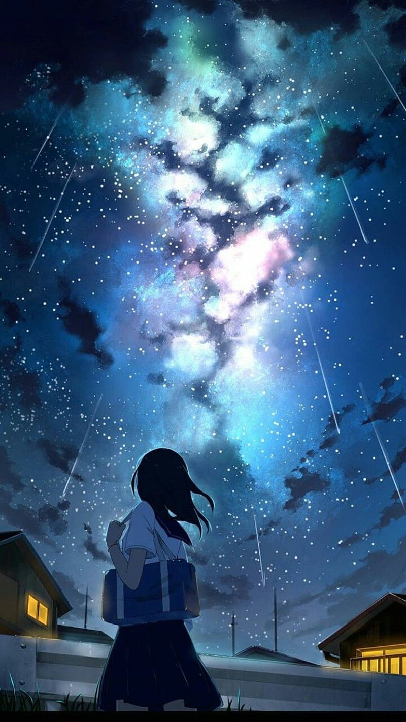 Galaxy , anime, bonito, galaxy, girl, night, sky, stars, HD phone wallpaper